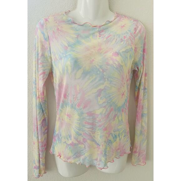 Le Lis Collection Sheer Long Sleeve Stretch Pastel Tie Dye Pattern Size Small - Picture 1 of 4